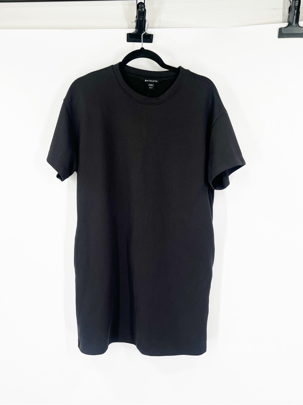 Athleta Seasoft Rib Tee Dress Gray Pockets